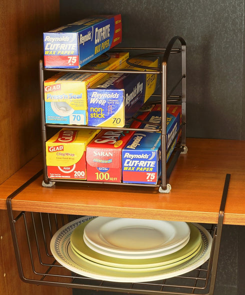 Deco Brothers Wrap Organizer Rack, 3 Tier, Bronze for Kitchen Cabinet