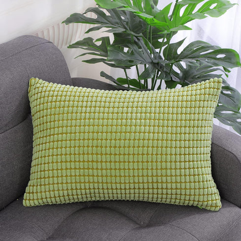 uxcell Soft Corduroy Throw Pillow Cover, Corn Striped Decorative Cushion Cover, 12" x 18", Pale Green