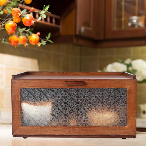 Countertop ETMI Vintage Bread Box for Kitchen - Retro Brown Bread Storage Box Breadbox
