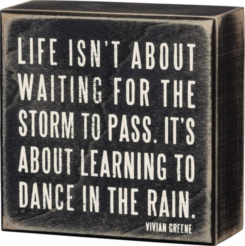 Primitives by Kathy 16336 Classic Box Sign, 4 x 4-Inches, Dance In The Rain Decor