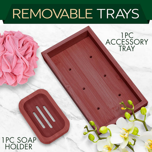 Set, SereneLife Premium Bathtub Tray Caddy with Gift Box and Bow Expandable Bath Tray, Unique House Warming Gifts