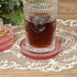 JUXYES 8 Pack Clear Pink Crystal Coasters Round Cup Mat, Glass Coasters for Drinks Coffee Tea Wine, Decorative Wine