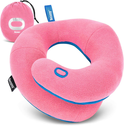 BCOZZY Kids Travel Neck Pillow (3-7 Y/O), Patented Soft Toddler Pillow for Head & Chin Support, Small, Pink