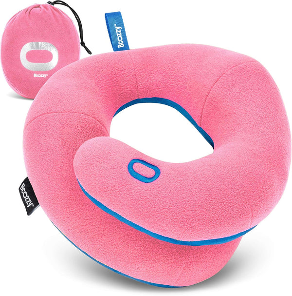 BCOZZY Kids Travel Neck Pillow (3-7 Y/O), Patented Soft Toddler Pillow for Head & Chin Support, Small, Pink