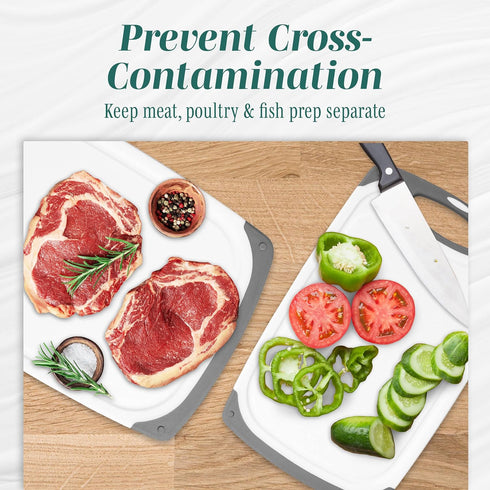 HOMWE Cutting Boards for Kitchen, BPA Free 3-Pack Chopping Board with Non Slip Handles, Aqua