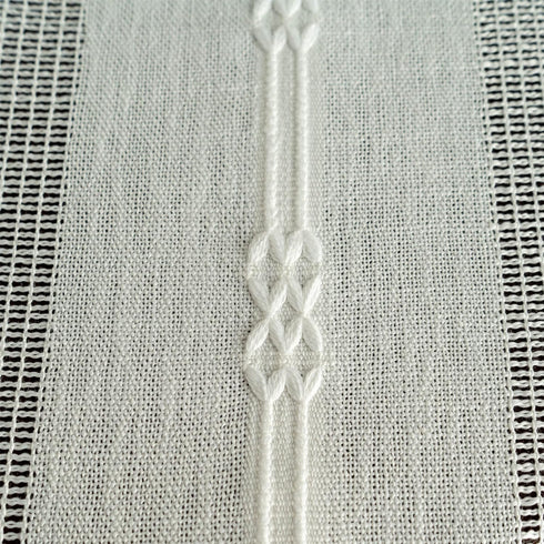 Gernaice 36x36 Inch Rustic Stripe Embroidered Tablecloth Heavy Small Square Tassel Cotton Linen Table Cloth Wrinkle
