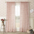 96 Inch 2 Set Pink Linen Floral Curtains Panel for Living Room Semi Sheer Light Filtering Window Curtains Blush Flower