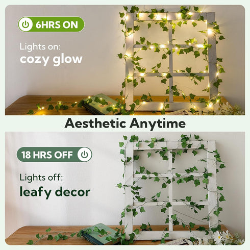 23 73 HEYFUNi Fake Ivy Vines with Lights, Ft Led Artificial Greenery Garland with Fairy Lights USB/Battery Operated