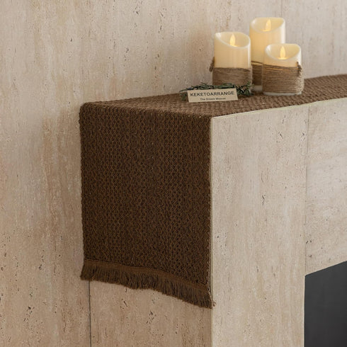 13x90 Inches Keketoarrange Boho Brown Table Runner for Home Decor Farmhouse Macrame Woven Burlap Jute Rustic Coffee
