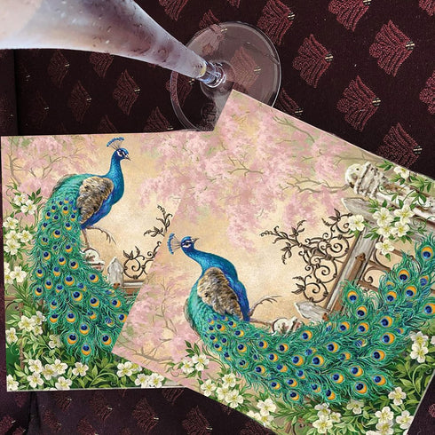 20-ct 13x13 Peacock Napkins for Valentine's, Dinner, Wedding, Shower, Birthday Party - Decorative Paper Design
