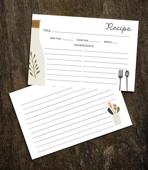 40 Recipe Cards for Recipe Box: Boho Kitchen Recipe Cards in 3 Designs for Weddings or Bridal Showers