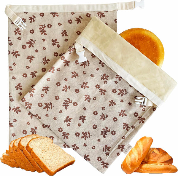 2 Pack Beeswax Bread Bags for Sourdough,Reusable Cotton Beeswax Bag for Homemade
