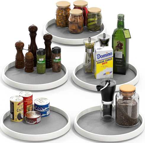Simple Houseware Lazy Susan Spice Organizer, 5 Pack, White