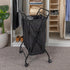 2 Household Essentials Rolling Laundry Hamper, Heavy Duty Canvas Bag, Load Capacity, Foldable Frame, Black Bag