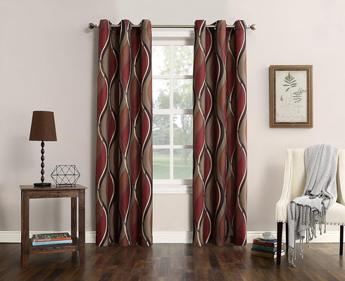 No. 918 Intersect Ogee Print Semi-Sheer Grommet Curtain Panel