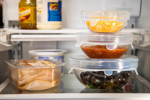 Modfamily Silicone Stretch Lids (7 Pack) - Reusable, Durable & Expandable for Many Container Sizes, Dishwasher Safe