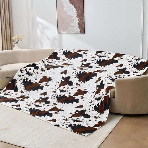 Bnuitland Cow Printed Fleece Flannel Throw Blanket, 300 GSM Double Sided Fuzzy