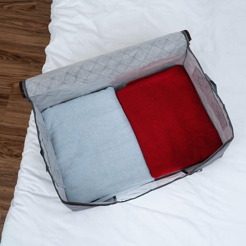 VENO 3 Pack Extra Large Clothes Storage Bag Organizer, Thick Fabric for Comforters, Foldable with Sturdy Zipper, Grey