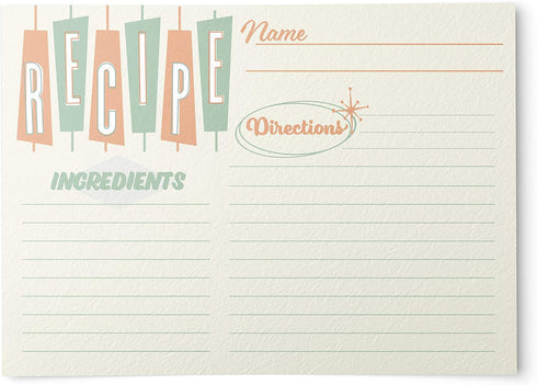 Retro Recipe Cards from Dashleigh: 48 Blank, Water-Resistant, Double-Sided Cards, 4x6 inches