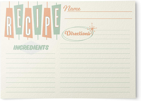Retro Recipe Cards from Dashleigh: 48 Blank, Water-Resistant, Double-Sided Cards, 4x6 inches