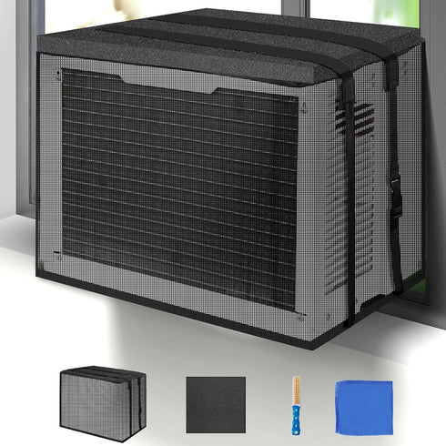 Waterproof Window Air Conditioner Cover for Outside, Detachable Drip Cushions, All Seasons AC Protection