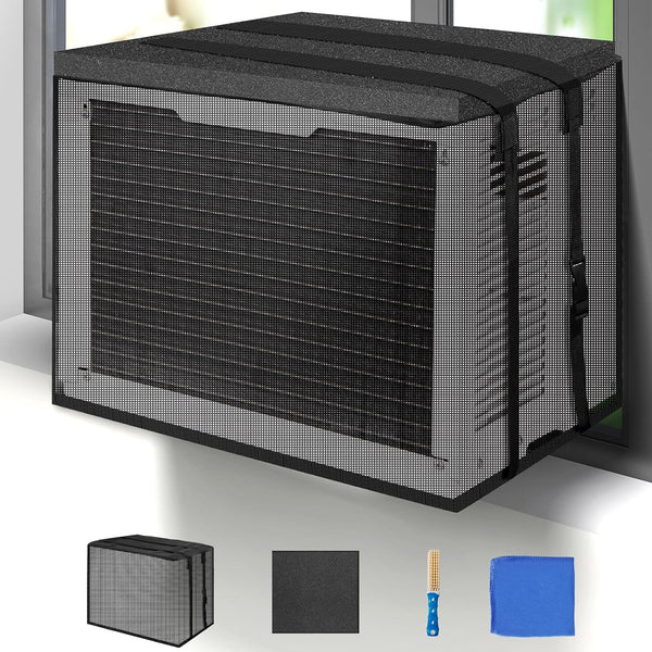Waterproof Window Air Conditioner Cover for Outside, Detachable Drip Cushions, All Seasons AC Protection