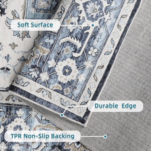 Rug-2x5 Dripex Tribal Washable Runner Non-Slip Non-Shedding Runners for Hallways Stain Resistant Kitchen Mat Laundry