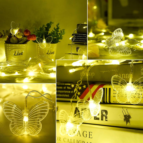 20Ft 120LED 24 8 Curtain Butterfly String Light Window USB Fairy Lights Butterfly Modes with Remote Control for Room