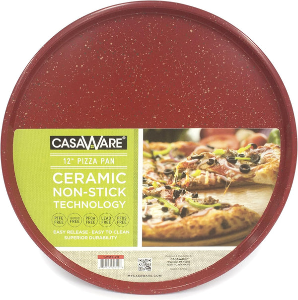 casaWare 12-inch Pizza/Baking Pan (Red Granite)