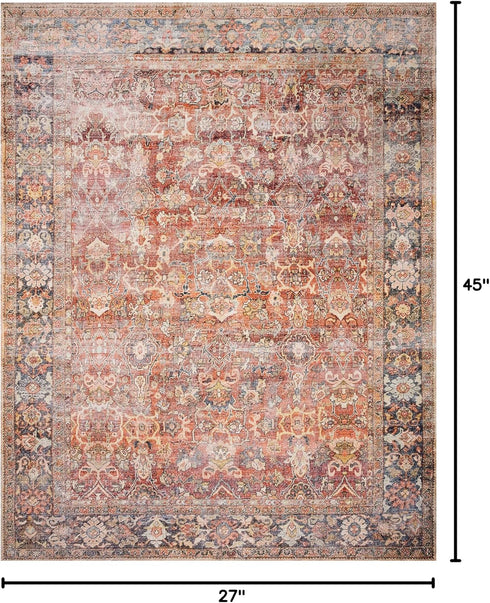 Loloi Layla Collection LAY-02 Spice/Marine 2'-3" x 3'-9" Accent Rug, Soft, Durable, Vintage Inspired, Low Pile