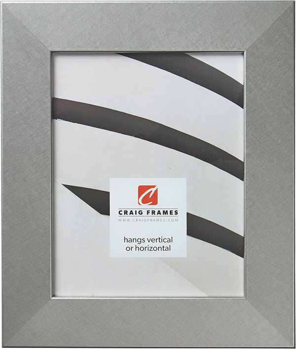 Craig Frames Bauhaus 200 Picture Frame, 8 x 10 Inch, Brushed Silver