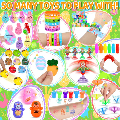 Lavwix 330 Set, 110 220 Pcs Prefilled Easter Eggs Plastic Eggs Filled with Mini Toys and Stickers for Easter Egg Hunt