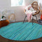 THE BEER VALLEY Hand Woven Area Rug - 4' Round Teal, Farmhouse Green Rugs for Bedroom, Bathroom, Living Room