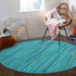 THE BEER VALLEY Hand Woven Area Rug - 4' Round Teal, Farmhouse Green Rugs for Bedroom, Bathroom, Living Room