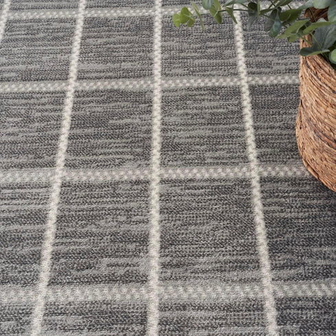 Nourison Serenity Home Contemporary Area Rug, Grey Ivory 2'2" x 7'6", Easy-Cleaning for Bedroom & Living Room
