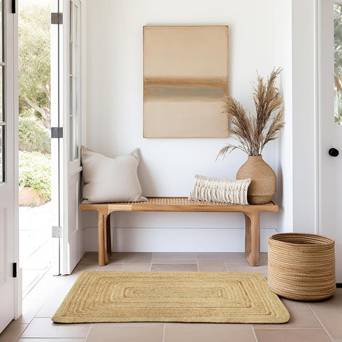 COTTON CRAFT Jute Area Rug - 100% Braided Jute, Neutral Reversible, Small 22x34 Rug for Kitchen, Living Room, Bedroom