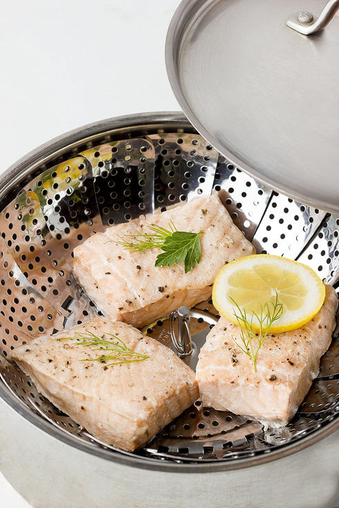 Vegetable Steamer, 5.3" to 9.3", 100% Stainless Steel