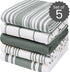 Cotton Clinic Kitchen Dish Tea Towels, 16x28 Ring Spun Cotton Set of 5, Gray, Dish Cloths, Bar Towels