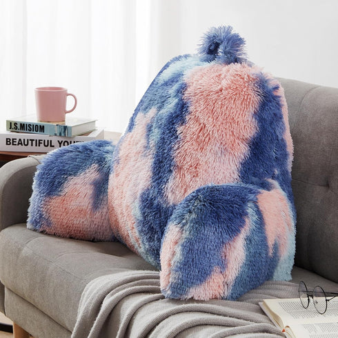Jillche Bed Fluffy Fur Reading Pillow for Adults & Kids Unisize, Stylish Back Pillow for Bed Sitting Up, Bed Chair