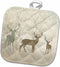 3D Rose Deer Silhouettes Against Faded Forest Background Pot Holder, 8 x 8