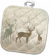 3D Rose Deer Silhouettes Against Faded Forest Background Pot Holder, 8 x 8