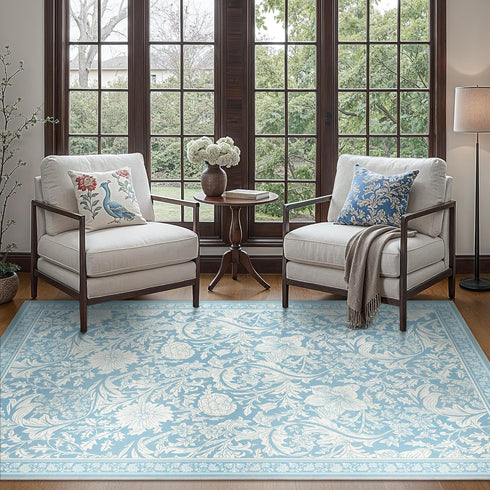 Bavni Vintage Floral Rugs 6x9, Washable Area Rug with Non Slip Backing,