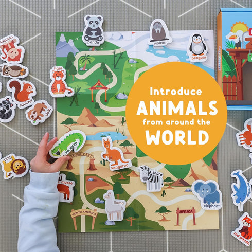 1-3 3-5 Curious Columbus Zoo Animals Fridge Toddler Magnets for Year Olds | Large Foam Refrigerator Magnets for Kids