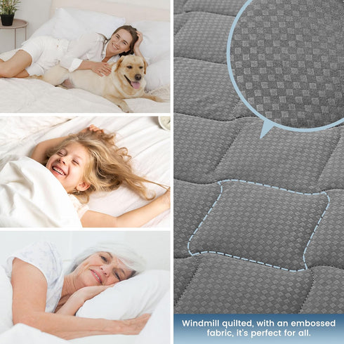 SLEEP ZONE Waterproof Mattress Protector Pad King, Breathable Mattress Topper with Deep Pockets, Machine Washable,