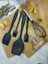 Silicone Cookware, Silicone Spoon 5 pcs, a Set of Kitchen Accessories of 5 pcs., Easy to Clean Silicone Kitchen Utensils, Cookware With Nonstick Coating, a Set of Kitchen Gadgets – Black by MATBACH