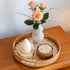 Set 6 JUNGLE CULTURE Mother of Pearl Rattan Coasters for Drinks with Holder Handmade Round Coaster of Wicker Homeware