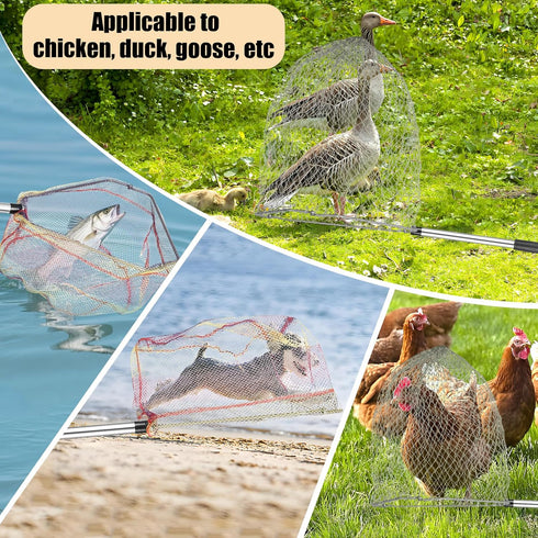 Woxnoc 2 32" 80" Birds(2 1 Chicken Catching Net Pcs, Bird Catching Net, to Stainless Steel Poultry Catcher for Catching