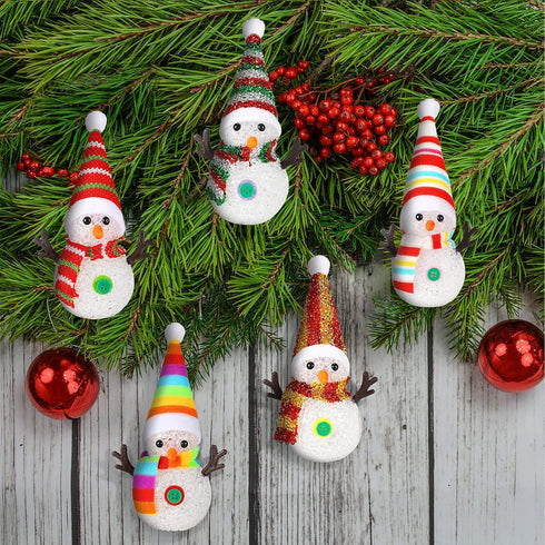 Honoson 5 7 Pieces Colors Changing Glowing Snowmen Light Christmas Snowman Light Changing LED Night Light Table