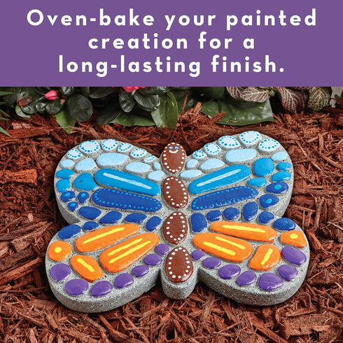 8 MindWare Paint Your Own Stepping Stone Butterfly, Rock Painting Kit, Stepping Stones Crafts for Kids Ages & up