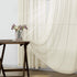 KOUFALL Sheer Curtains 96 Inches Long, 2 Panel Set, Cream Beige Lightweight Thin Linen Look for Bedroom